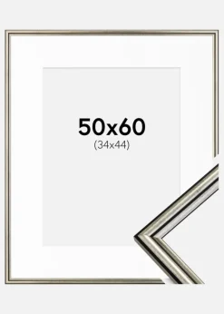 Ramme Horndal Sølv 50x60 cm - Passepartout Hvid 35x45 cm