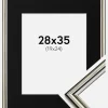 Ramme Horndal Sølv 28x35 cm - Passepartout Sort 20x25 cm
