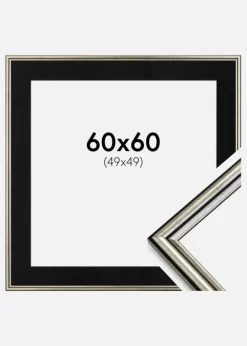 Ramme Horndal Sølv 60x60 cm - Passepartout Sort 50x50 cm