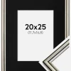 Ramme Horndal Sølv 20x25 cm - Passepartout Sort 5x7 inches