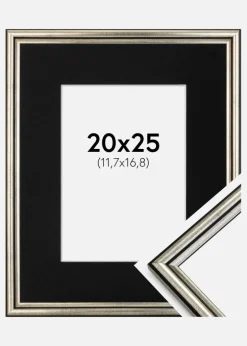 Ramme Horndal Sølv 20x25 cm - Passepartout Sort 5x7 inches