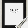 Ramme Horndal Sølv 32x45 cm - Passepartout Sort 25x30 cm