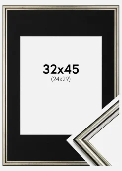 Ramme Horndal Sølv 32x45 cm - Passepartout Sort 25x30 cm