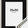 Ramme Horndal Sølv 35x50 cm - Passepartout Sort 25x35 cm
