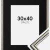 Ramme Horndal Sølv 30x40 cm - Passepartout Sort 20x28 cm