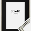 Ramme Horndal Sølv 30x40 cm - Passepartout Sort 21x30 cm
