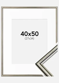 Ramme Horndal Sølv 40x50 cm - Passepartout Hvid 28x35 cm