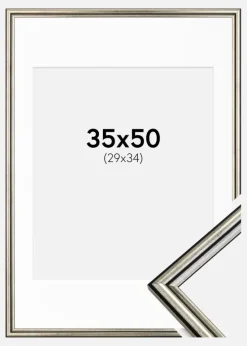 Ramme Horndal Sølv 35x50 cm - Passepartout Hvid 30x35 cm