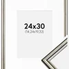 Ramme Horndal Sølv 24x30 cm - Passepartout Hvid 6x8 inches