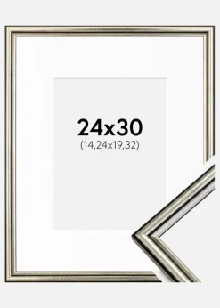 Ramme Horndal Sølv 24x30 cm - Passepartout Hvid 6x8 inches