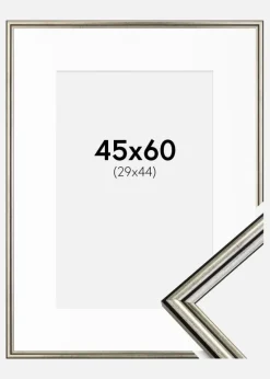 Ramme Horndal Sølv 45x60 cm - Passepartout Hvid 30x45 cm