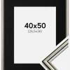 Ramme Horndal Sølv 40x50 cm - Passepartout Sort 27,5x37 cm