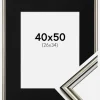 Ramme Horndal Sølv 40x50 cm - Passepartout Sort 27x35 cm