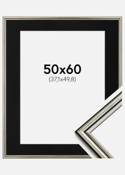 Ramme Horndal Sølv 50x60 cm - Passepartout Sort 15x20 inches