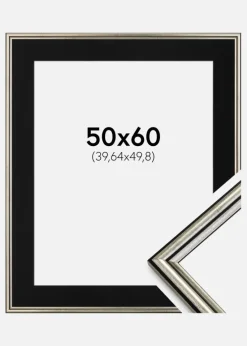 Ramme Horndal Sølv 50x60 cm - Passepartout Sort 16x20 inches