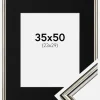 Ramme Horndal Sølv 35x50 cm - Passepartout Sort 24x30 cm