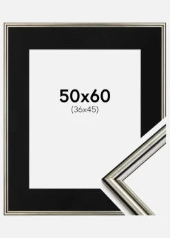 Ramme Horndal Sølv 50x60 cm - Passepartout Sort 37x46 cm