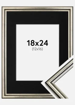 Ramme Horndal Sølv 18x24 cm - Passepartout Sort 13x17 cm