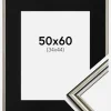 Ramme Horndal Sølv 50x60 cm - Passepartout Sort 35x45 cm