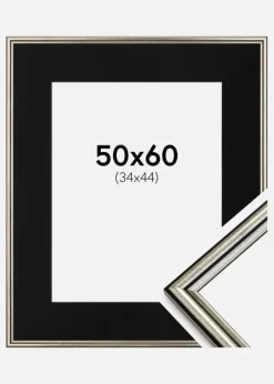 Ramme Horndal Sølv 50x60 cm - Passepartout Sort 35x45 cm