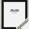 Ramme Horndal Sølv 35x50 cm - Passepartout Sort 30x35 cm