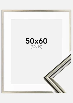 Ramme Horndal Sølv 50x60 cm - Passepartout Hvid 40x50 cm