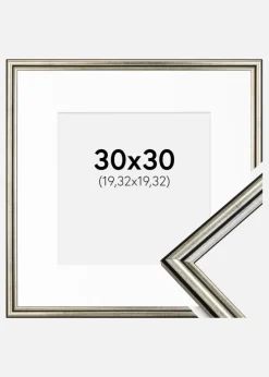 Ramme Horndal Sølv 30x30 cm - Passepartout Hvid 8x8 inches