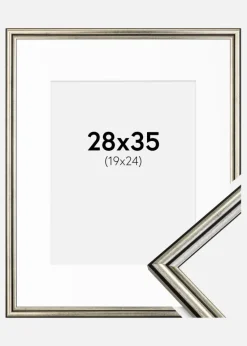 Ramme Horndal Sølv 28x35 cm - Passepartout Hvid 20x25 cm