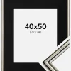 Ramme Horndal Sølv 40x50 cm - Passepartout Sort 28x35 cm
