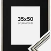 Ramme Horndal Sølv 35x50 cm - Passepartout Sort 9x12 inches