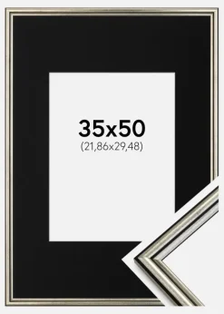 Ramme Horndal Sølv 35x50 cm - Passepartout Sort 9x12 inches