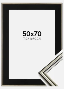 Ramme Horndal Sølv 50x70 cm - Passepartout Sort 16x24 inches