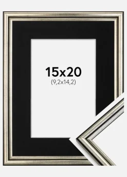 Ramme Horndal Sølv 15x20 cm - Passepartout Sort 4x6 inches
