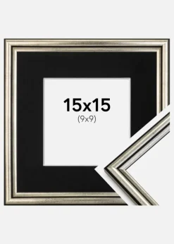 Ramme Horndal Sølv 15x15 cm - Passepartout Sort 10x10 cm