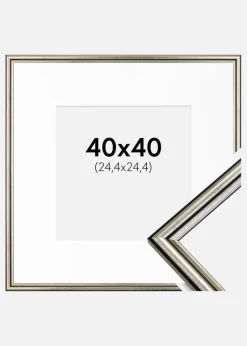 Ramme Horndal Sølv 40x40 cm - Passepartout Hvid 10x10 inches