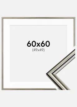 Ramme Horndal Sølv 60x60 cm - Passepartout Hvid 50x50 cm