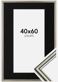 Ramme Horndal Sølv 40x60 cm - Passepartout Sort 25x50 cm