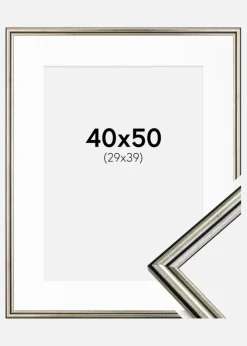Ramme Horndal Sølv 40x50 cm - Passepartout Hvid 30x40 cm