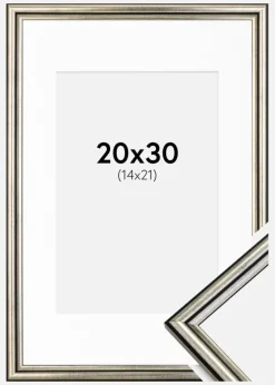 Ramme Horndal Sølv 20x30 cm - Passepartout Hvid 15x22 cm