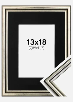 Ramme Horndal Sølv 13x18 cm - Passepartout Sort 3,5x5 inches