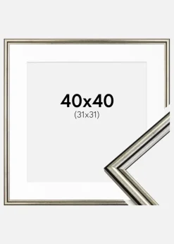 Ramme Horndal Sølv 40x40 cm - Passepartout Hvid 32x32 cm
