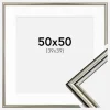 Ramme Horndal Sølv 50x50 cm - Passepartout Hvid 40x40 cm