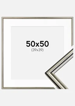 Ramme Horndal Sølv 50x50 cm - Passepartout Hvid 40x40 cm