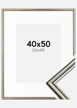 Ramme Horndal Sølv 40x50 cm - Passepartout Hvid 27x35 cm