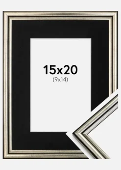 Ramme Horndal Sølv 15x20 cm - Passepartout Sort 10x15 cm