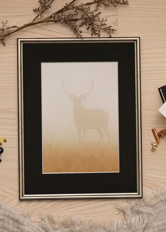 Ramme Horndal Sølv 15x15 cm - Passepartout Sort 9x9 cm