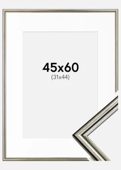 Ramme Horndal Sølv 45x60 cm - Passepartout Hvid 32x45 cm