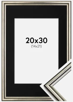 Ramme Horndal Sølv 20x30 cm - Passepartout Sort 15x22 cm
