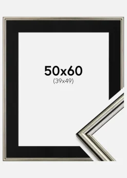 Ramme Horndal Sølv 50x60 cm - Passepartout Sort 40x50 cm
