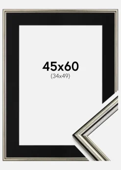 Ramme Horndal Sølv 45x60 cm - Passepartout Sort 35x50 cm